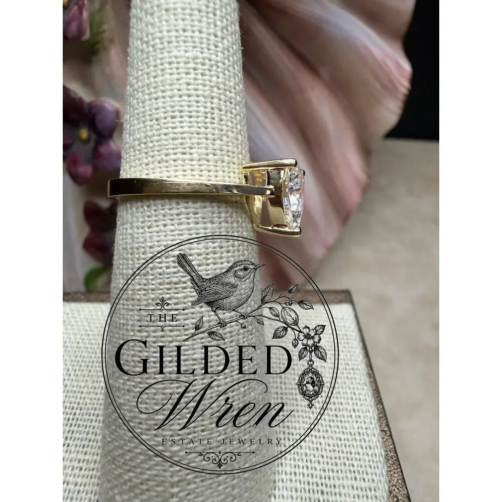 14K Gold Heart Cut Simulated Diamond CZ Solitaire Engagement Ring Size 5.75